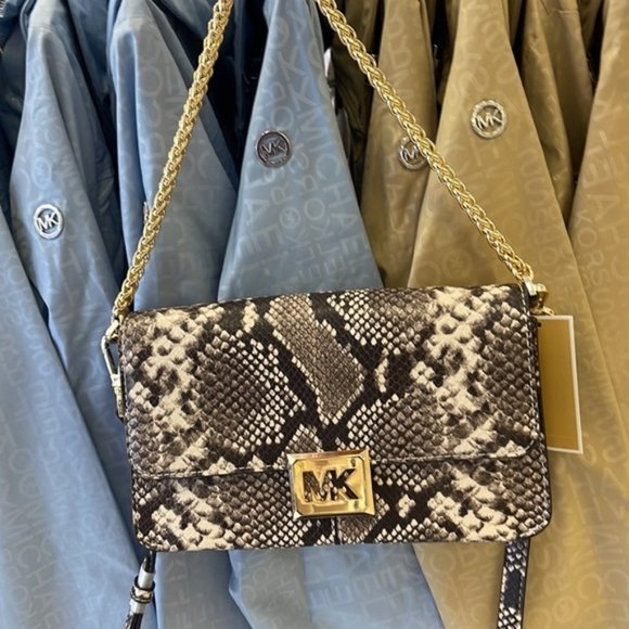 Michael Kors Handbags - Michael Kors Sonia Medium Snake Embossed Shoulder Bag Natural
